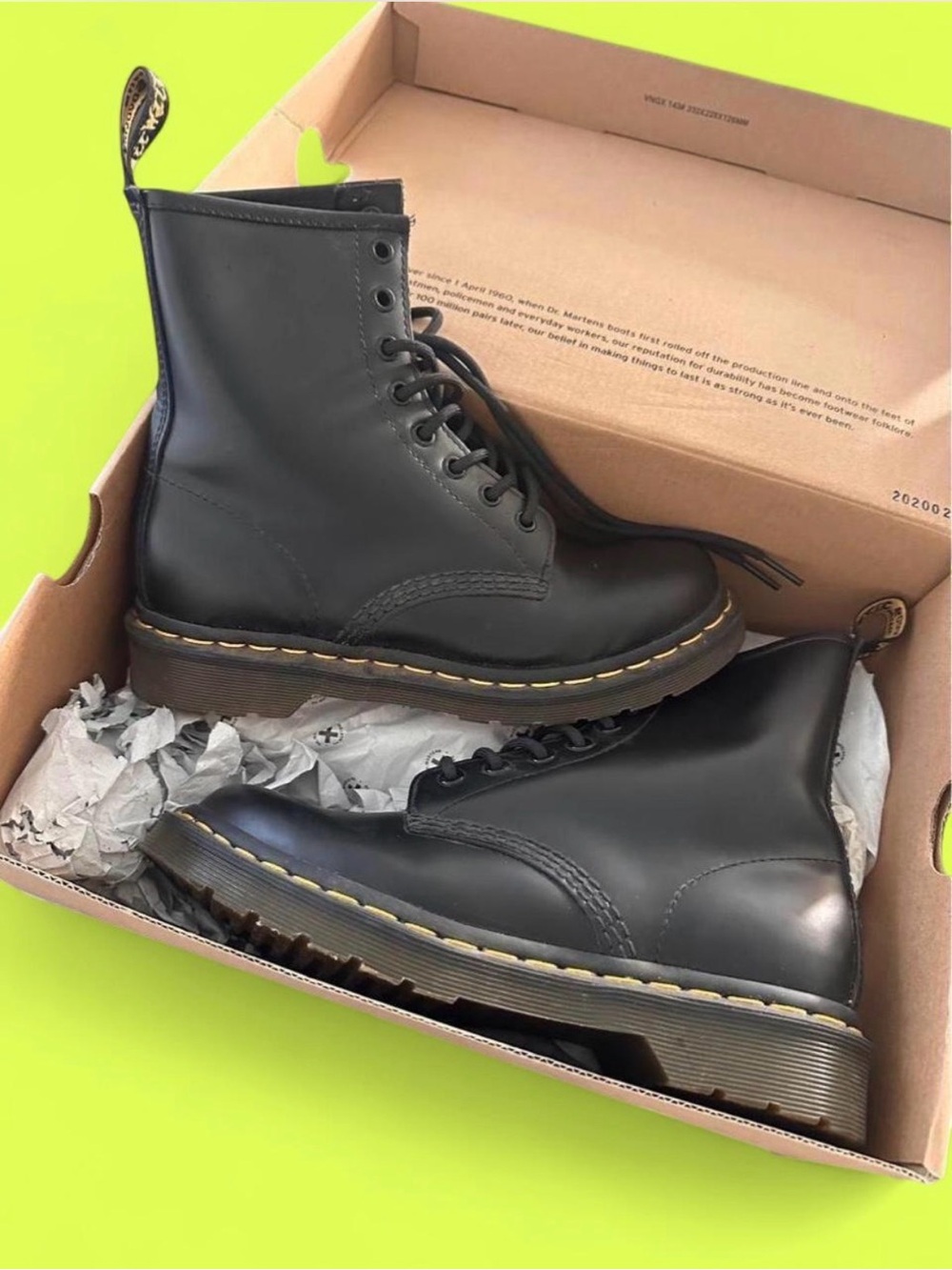 Dr. Martens Black Leather 8-Eye Lace-Up Combat Boots